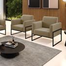 Kit 2 Poltronas Base Industrial Alta Preto Marisa Suede Marrom Rato