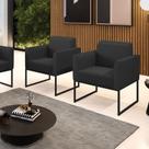Kit 2 Poltronas Base Industrial Preto Marisa material sintético
