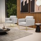 Kit 2 Poltronas Base X Industrial Dourado Marisa Veludo