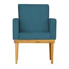 Kit 2 Poltronas Bella Luxo Base De Madeira Maciça Recepção - Suede Azul Royal
