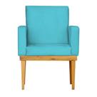 Kit 2 Poltronas Bella Luxo Base De Madeira Maciça Recepção - Suede Azul Turquesa