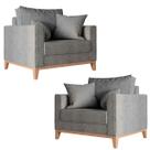 Kit 2 Poltronas Beny Base em Madeira Maciça Recepção Linho Grafite Kimi Design