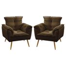 Kit 2 Poltronas Beta Sued Marrom Aradecor