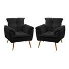 Kit 2 Poltronas Beta Sued Preto Aradecor