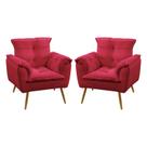 Kit 2 Poltronas Beta Sued Vermelho Aradecor