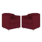 Kit 2 Poltronas Bia Decorativa Reforçada Recepção Clinica Salão Sala De Estar Suede Marsala