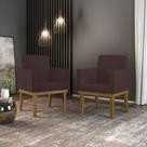 Kit 2 Poltronas Cadeira Com Base Reforçada Marrom
