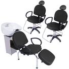 Kit 2 Poltronas Cadeira Fixa e Lavatório Salão Beleza Roma