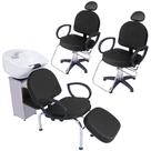 Kit 2 Poltronas Cadeira Recl e Lavatório Salão Beleza Roma