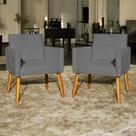 Kit 2 Poltronas Cadeiras Decorativas Para Sala Recepção Nina Suede Cores Pé Castanho
