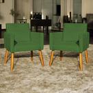 Kit 2 Poltronas Cadeiras Decorativas Para Sala Recepção Nina Suede Cores Pé Castanho