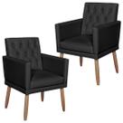 Kit 2 Poltronas Capitone material sintético para Sala de Estar Decorativa Cadeira Estofada Resistente Escritório Recepção Manicure