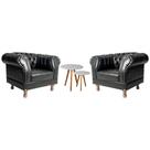 Kit 2 poltronas Chesterfield Capitonê Duque Corano Preto Decoração, Recepção, Salas de Tv e Estar