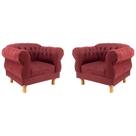 Kit 2 poltronas Chesterfield Capitonê Elisabeth Suede Bordo Decoração, Recepção, Salas de Tv e Estar