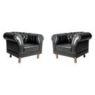 Kit 2 Poltronas Chesterfield DUQUE Capitonê material sintético Preto