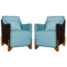 Kit 2 Poltronas Composê Heloisa Couro Marrom Veludo Azul Turquesa Kit 2 Poltronas Composê Heloisa Couro Marrom Veludo Azul Turquesa