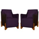 Kit 2 Poltronas Composê Heloisa Couro Marrom Veludo Roxo Kit 2 Poltronas Composê Heloisa Couro Marrom Veludo Roxo