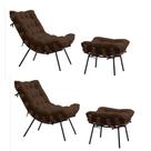 kIT 2 POLTRONAS COSTELA COM 2 PUFFS-SUEDE MARROM