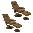 Kit 2 Poltronas de Massagem Reclinável e Giratória Arizona com Apoio de Pés Pu Caramelo G56 - Gran Belo
