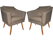Kit 2 Poltronas Decorativa Agatha Suede Capuccino Pés Madeira Mz Decor