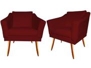 Kit 2 Poltronas Decorativa Agatha Suede Marsala Pés Madeira Ms Decor