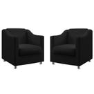 Kit 2 Poltronas Decorativa Alya Couro Preto Aradecor Kit 2 Poltronas Decorativa Alya Couro Preto Aradecor
