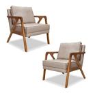 Kit 2 Poltronas Decorativa Ana para Sala de Estar Linho Marrom - Montanaris Decor