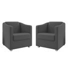 Kit 2 Poltronas Decorativa Ana Suede Cinza Pés Cromado - Pallazio