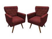 Kit 2 Poltronas Decorativa Aurora Suede Marsala Pés Madeira Mz Decor Kit 2 Poltronas Decorativa Aurora Suede Marsala Pés Madeira Mz Decor