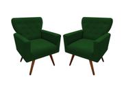 Kit 2 Poltronas Decorativa Aurora Suede Verde Pés Madeira Mz Decor Kit 2 Poltronas Decorativa Aurora Suede Verde Pés Madeira Mz Decor