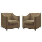 Kit 2 Poltronas Decorativa Ayla Sued Capuccino Aradecor