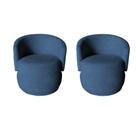 Kit 2 Poltronas Decorativa Beatriz Orgânica Bouclé Azul Marinho