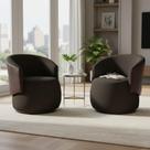 Kit 2 Poltronas Decorativa Beatriz Orgânica Composê Couro Marrom Veludo Marrom Ms Decor