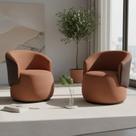Kit 2 Poltronas Decorativa Beatriz Orgânica Composê Couro Marrom Veludo Terracota Ms Decor