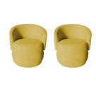 Kit 2 Poltronas Decorativa Beatriz Orgânica Couro Amarelo