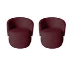 Kit 2 Poltronas Decorativa Beatriz Orgânica Suede Marsala