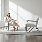 Kit 2 Poltronas Decorativa Bela Couro Branco Braço Cromado Mz Decor Kit 2 Poltronas Decorativa Bela Couro Branco Braço Cromado Mz Decor
