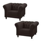 Kit 2 Poltronas Decorativa Bérgamo Couro Marrom - Gran Belo