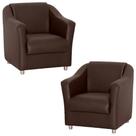 Kit 2 Poltronas Decorativa Bia material sintético Marron TWdecora