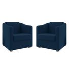 Kit 2 Poltronas Decorativa BIA Suede Azul Marinho SKY MOBILE