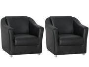 Kit 2 Poltronas Decorativa Biane Couro Preto Pés Cromado Ms Decor Kit 2 Poltronas Decorativa Biane Couro Preto Pés Cromado Ms Decor
