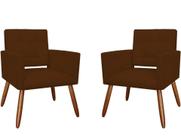 Kit 2 Poltronas Decorativa Camila Suede Marrom Pés Madeira Mz Decor Kit 2 Poltronas Decorativa Camila Suede Marrom Pés Madeira Mz Decor