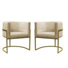 Kit 2 Poltronas Decorativa Carla Base Ferro Dourada Suede