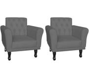 Kit 2 Poltronas Decorativa Classic Suede Cinza Pés Madeira Ms Decor Kit 2 Poltronas Decorativa Classic Suede Cinza Pés Madeira Ms Decor