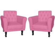Kit 2 Poltronas Decorativa Classic Suede Rosa Pés Madeira Mz Decor Kit 2 Poltronas Decorativa Classic Suede Rosa Pés Madeira Mz Decor