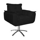 Kit 2 Poltronas Decorativa Clínica Com Base Giratória de Metal Opala Suede Preto - LM DECOR