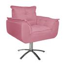 Kit 2 Poltronas Decorativa Clínica Com Base Giratória de Metal Opala Suede Rosa Barbie - LM DECOR