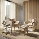 Kit 2 Poltronas Decorativa Com Puff de Brinde Para Sala Recepção Manicure Consultório Quarto Alice Tecido Suede Kit 2 Poltronas Decorativa Com Puff de Brinde Para Sala Recepção Manicure Consultório Quarto Alice Tecido Suede