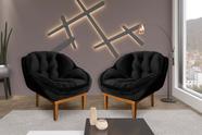 Kit 2 Poltronas Decorativa Confort Veludo Preto SKY MOBILE