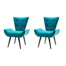 Kit 2 Poltronas Decorativa Emilia Suede Pé Palito - Azul Turquesa - Cor: Azul Kit 2 Poltronas Decorativa Emilia Suede Pé Palito - Azul Turquesa - Cor: Azul